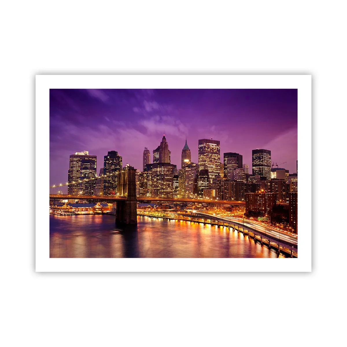Poster - Manhattan in viola e oro - 70x50 cm
