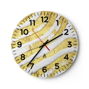 Orologio da parete - Orologio in Vetro - Composizione in bianco e oro - 30x30 cm
