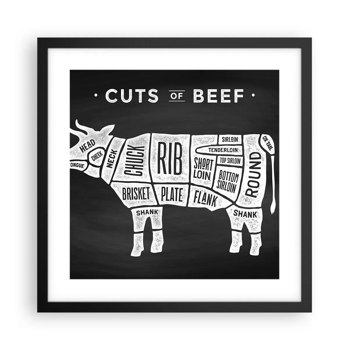 Poster in cornice nera - Il sillabario del macellaio - 40x40 cm