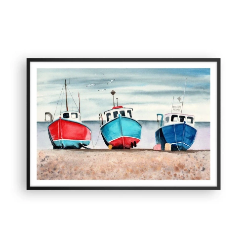 Poster in cornice nera - Pronte alla pesca - 91x61 cm