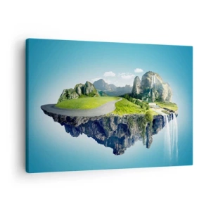 Quadro su tela - Stampe su Tela - Un'isola galleggiante con montagne e cascate - 70x50cm - Isola fantastica - Decorazione murale moderna per soggiorno e camera da letto ARTTOR