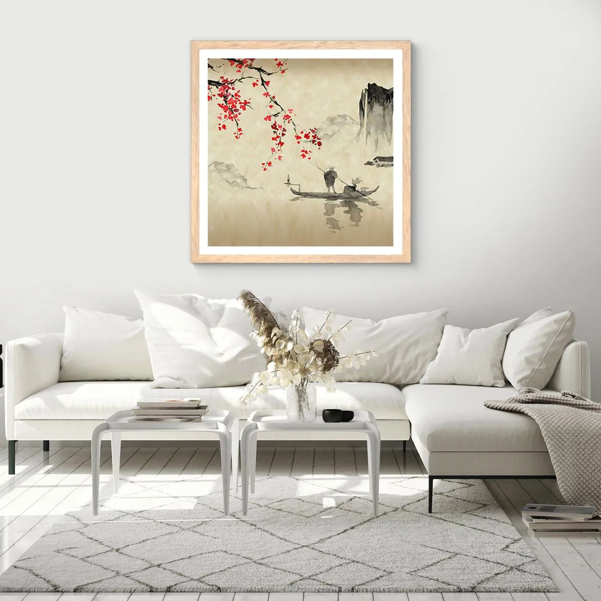 Poster in cornice rovere chiaro - Nel paese dei ciliegi in fiore - 30x30 cm