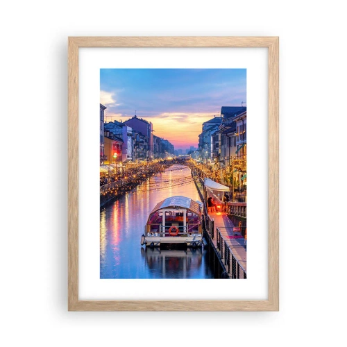 Poster in cornice rovere chiaro - Sera di luce e di divertimento - 30x40 cm
