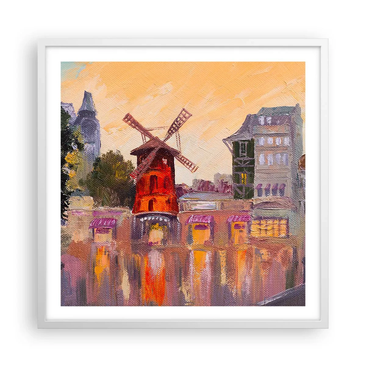 Poster in cornice bianca - Le icone di Parigi: il Moulin Rouge - 60x60 cm