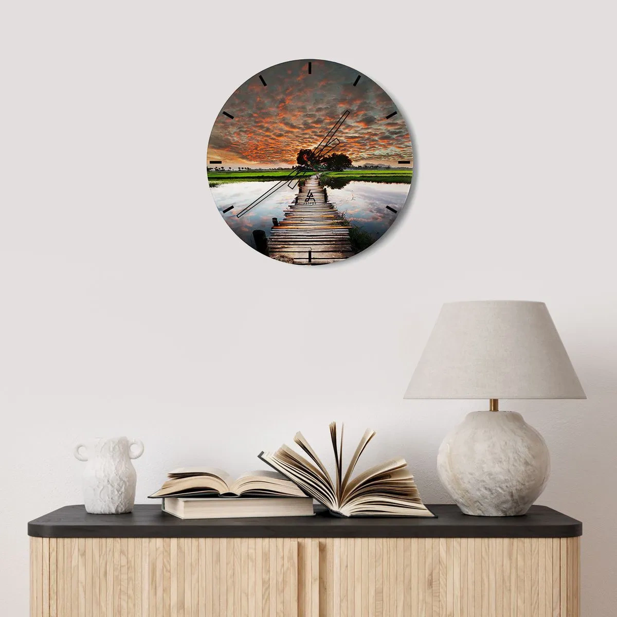 Orologio da parete - Orologio in Vetro - Allarga le braccia, respira  - 30x30 cm