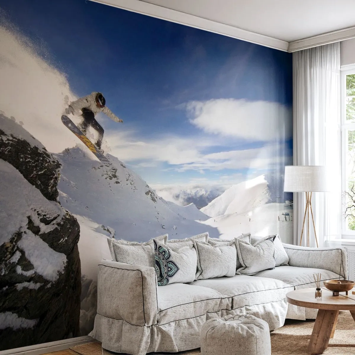 Fotomurali Premium Canvas - Libertà senza confini - Snowboard, Paesaggio, Montagne - 250x175 cm