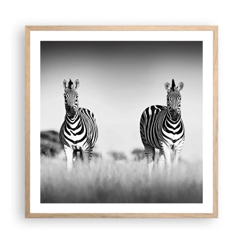 Poster in cornice rovere chiaro - E tuttavia il mondo è bianco e nero - 60x60 cm