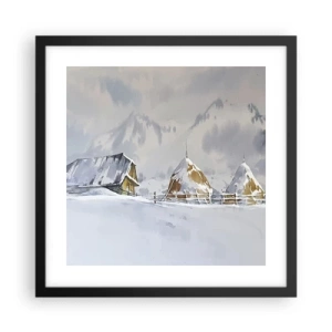 Poster in cornice nera - Nella valle innevata - 40x40 cm