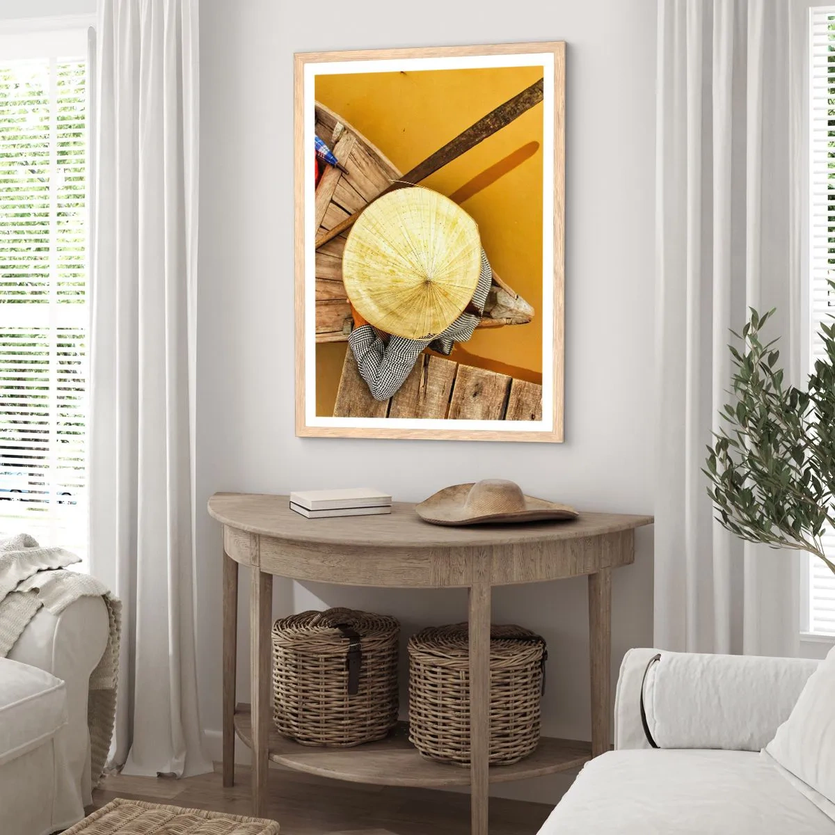 Poster in cornice rovere chiaro - Vita sul Fiume Giallo - 40x50 cm