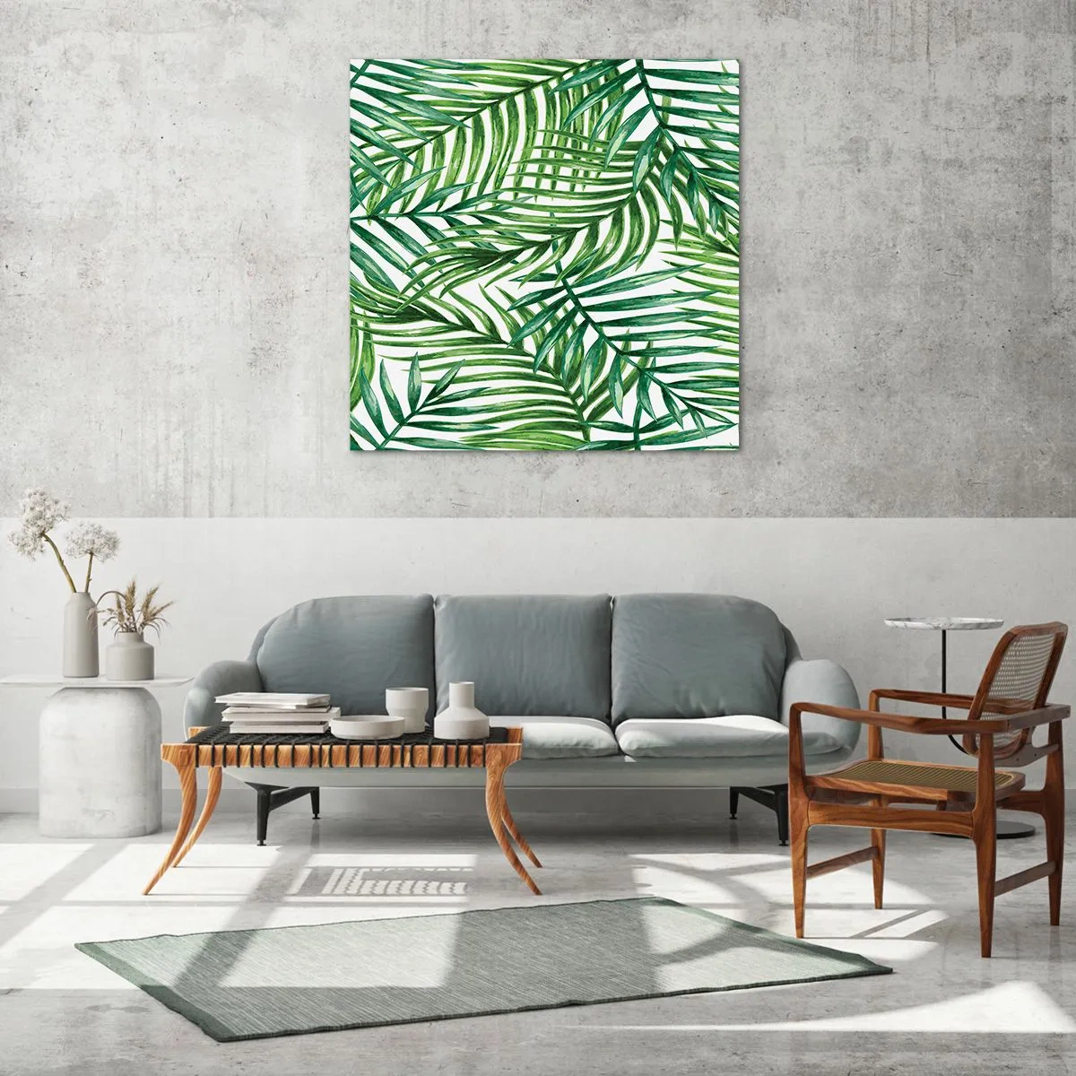 Quadro su vetro - Sotto un baldacchino verde - 70x70 cm