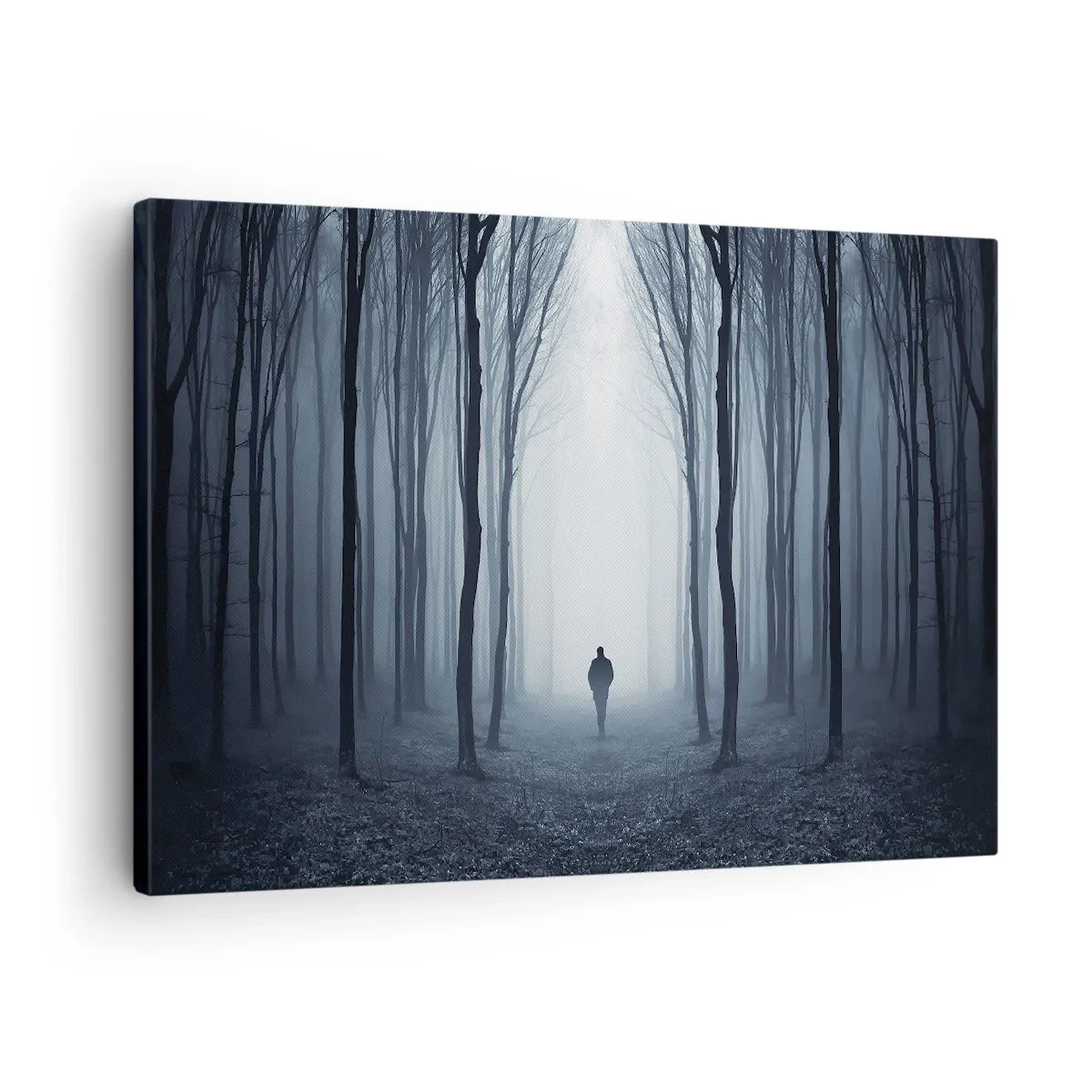 Quadro su tela - Stampe su Tela - Una figura che cammina tra gli alberi in una foresta nebbiosa - 70x50cm - E tutto è semplice e chiaro - Decorazione murale moderna per soggiorno e camera da letto ARTTOR