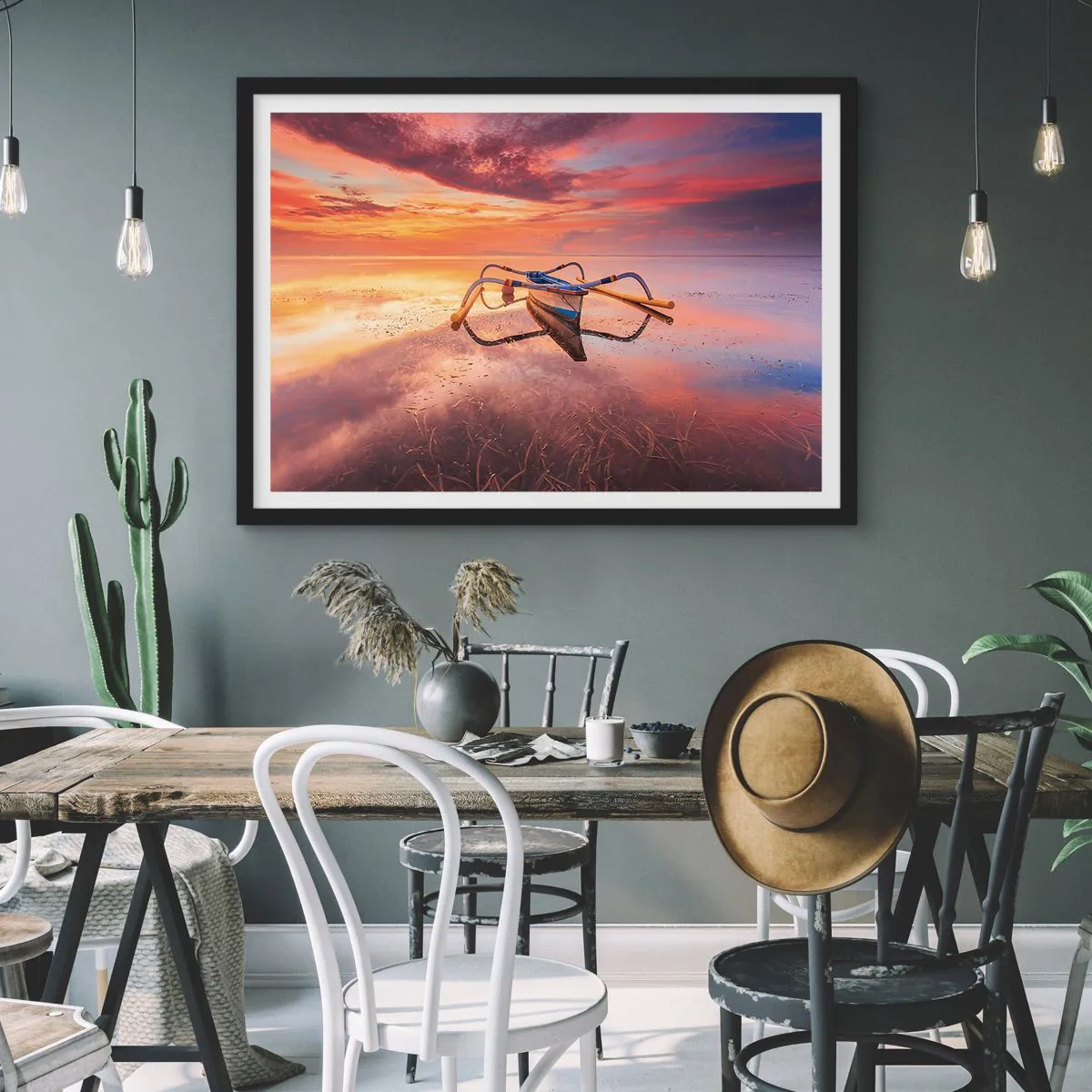 Poster in cornice nera - La pace della sera tropicale - 40x30 cm