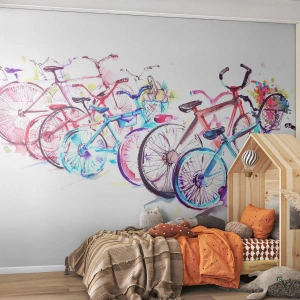 Fotomurale su misura Premium Sand - La riunione del club Antimoto - Bicicletta, Astrazione, Grafica