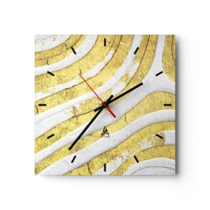 Orologio da parete - Orologio in Vetro - Composizione in bianco e oro - 40x40 cm