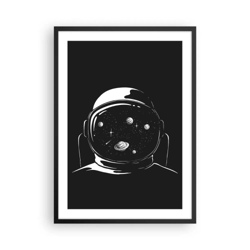 Poster in cornice nera - Astronauta con lo spazio riflesso nel suo casco - 50x70cm - Panorama niente male - Decorazione murale moderna per soggiorno e camera da letto ARTTOR