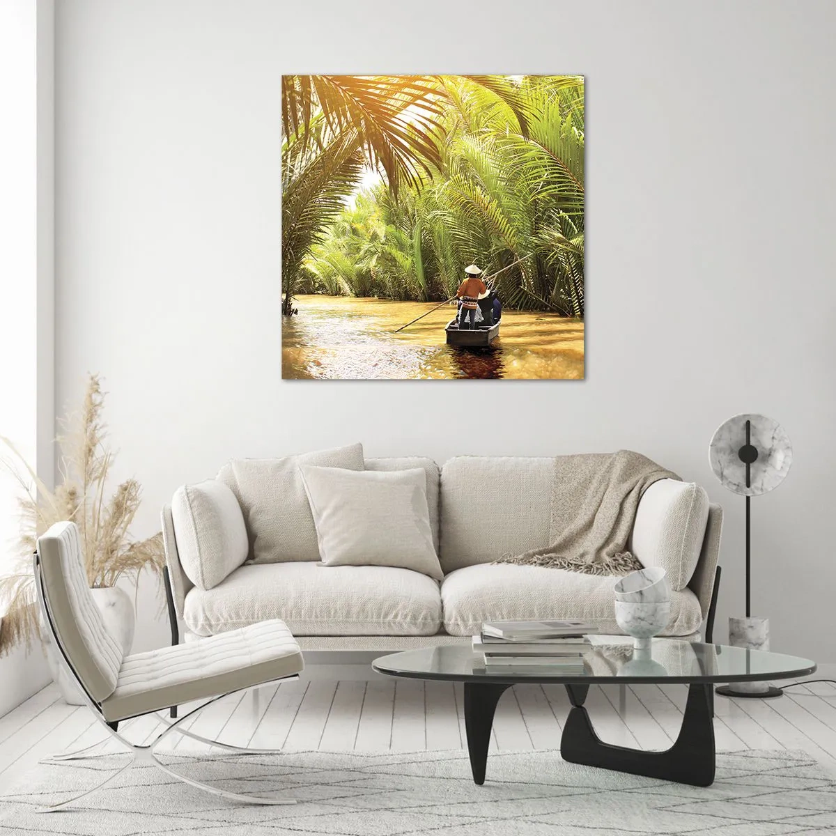 Quadro su vetro - Tunnel di palme - 50x50 cm