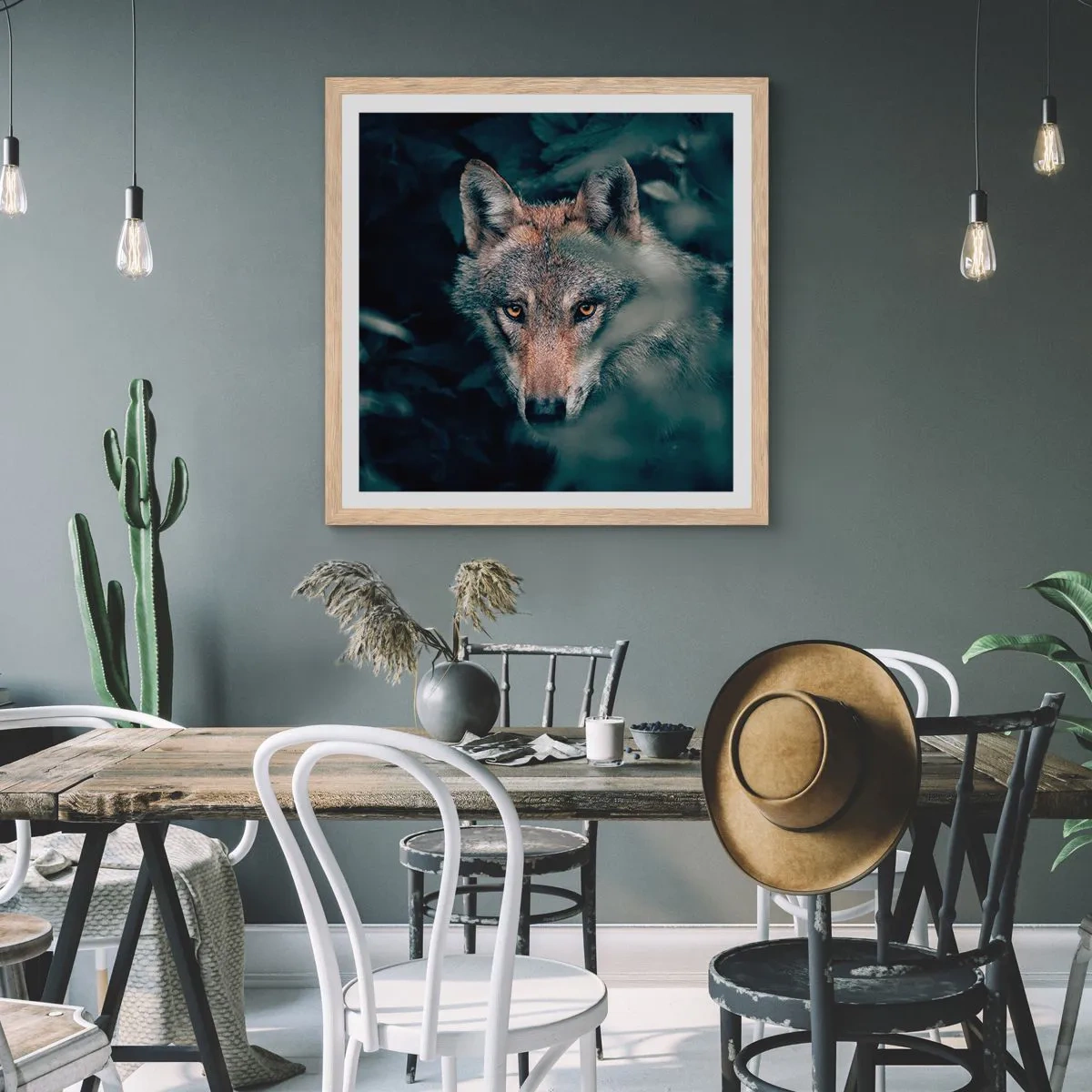 Poster in cornice rovere chiaro - Cacciatore - 30x30 cm