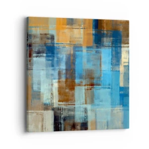 Quadro su tela - Stampe su Tela - Attraverso la tenda blu - 40x40 cm