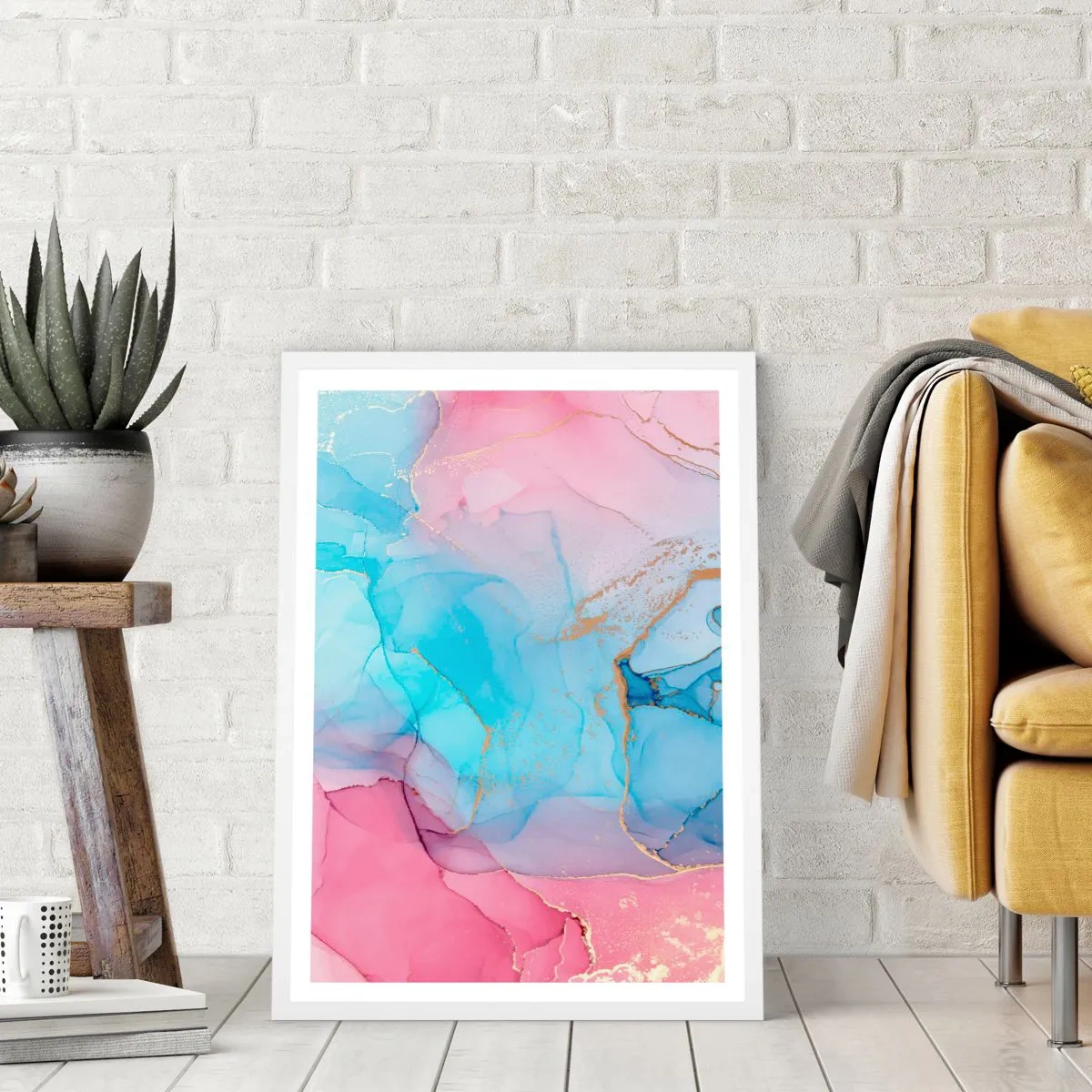 Poster in cornice bianca - Incontro e compenetrazione - 40x50 cm