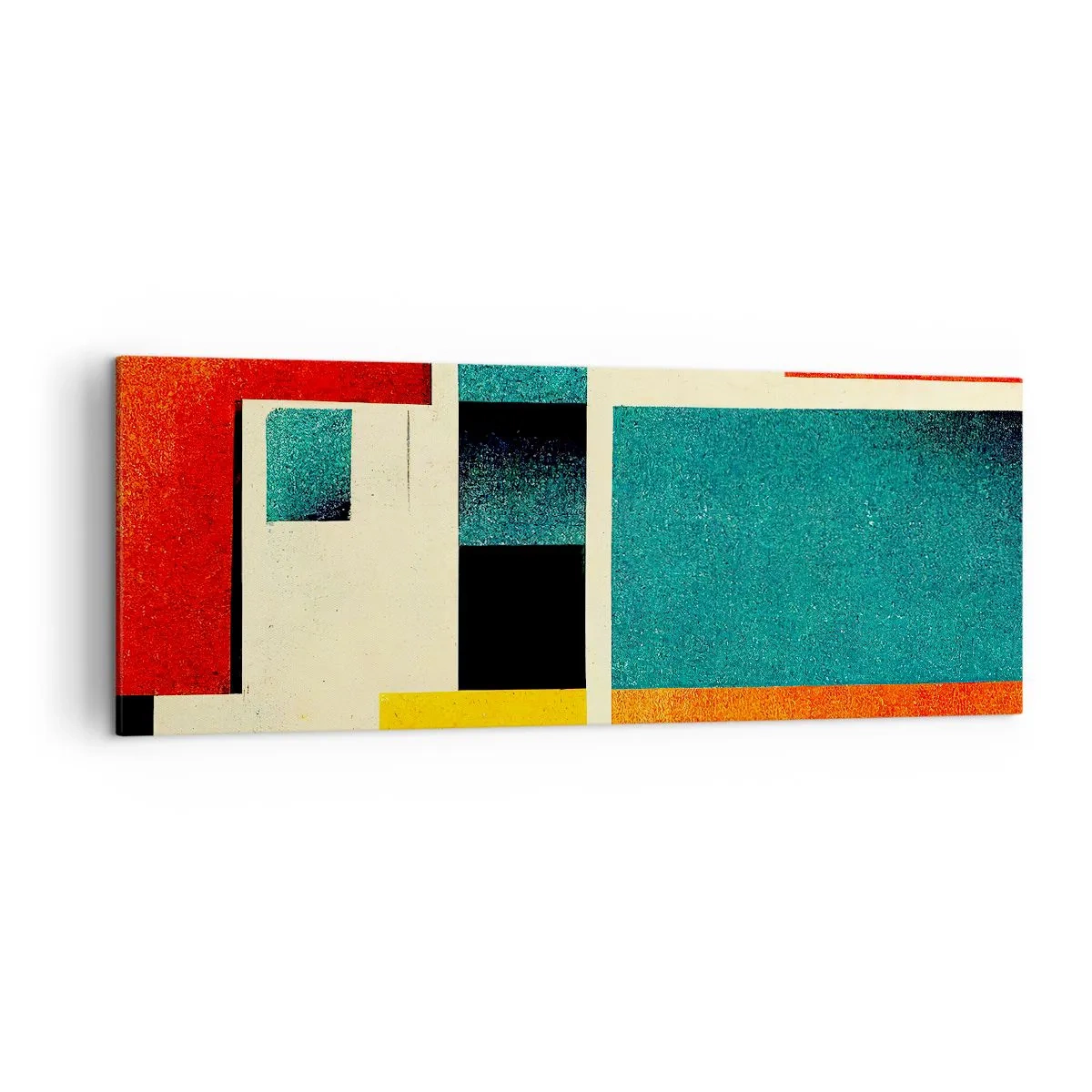 Quadro su tela - Stampe su Tela - Astrazione geometrica con rettangoli e quadrati colorati - 140x50cm - Astrazione geometrica: energia buona - Decorazione murale moderna per soggiorno e camera da letto ARTTOR