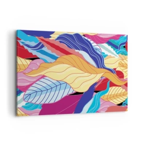 Quadro su tela - Stampe su Tela - Le foglie dai colori vivaci creano una composizione dinamica - 100x70cm - Disordine colorato - Decorazione murale moderna per soggiorno e camera da letto ARTTOR