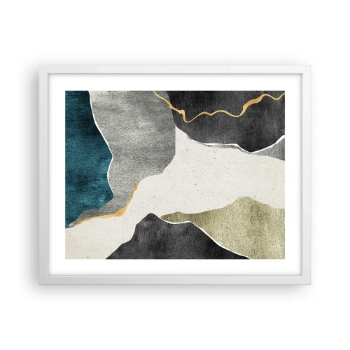 Poster in cornice bianca - Composizione mosaico con filo d'oro - 50x40 cm