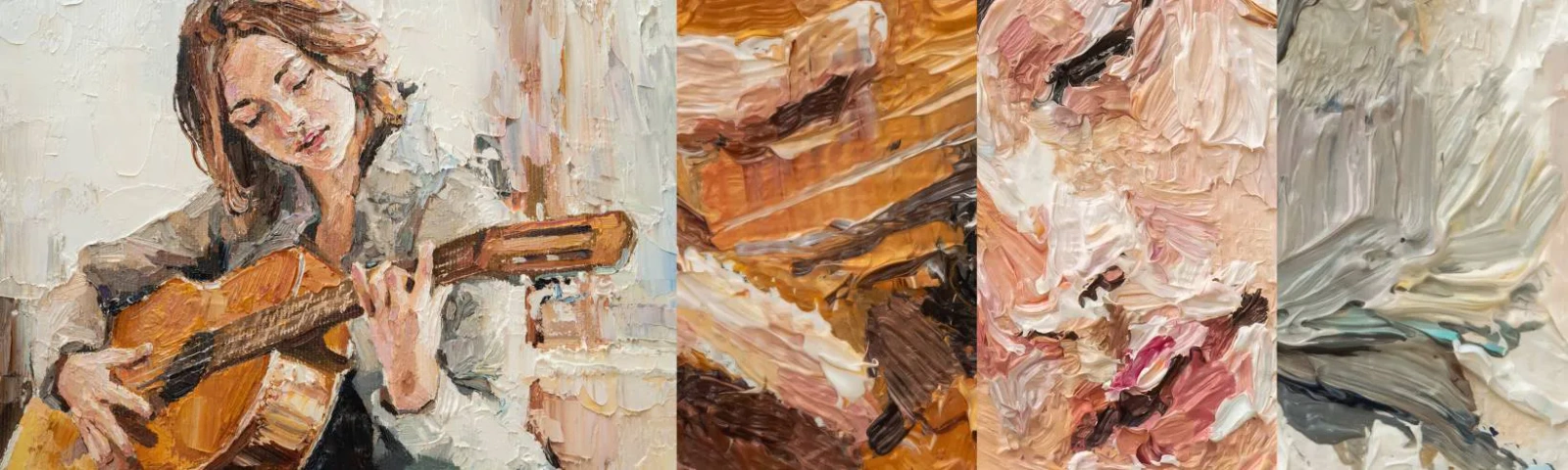 Campione Di Fotomurale Standard Eco - Concerto per chitarra e cuore di ragazza - Chitarra, Musica, Ragazza - 100x30 cm