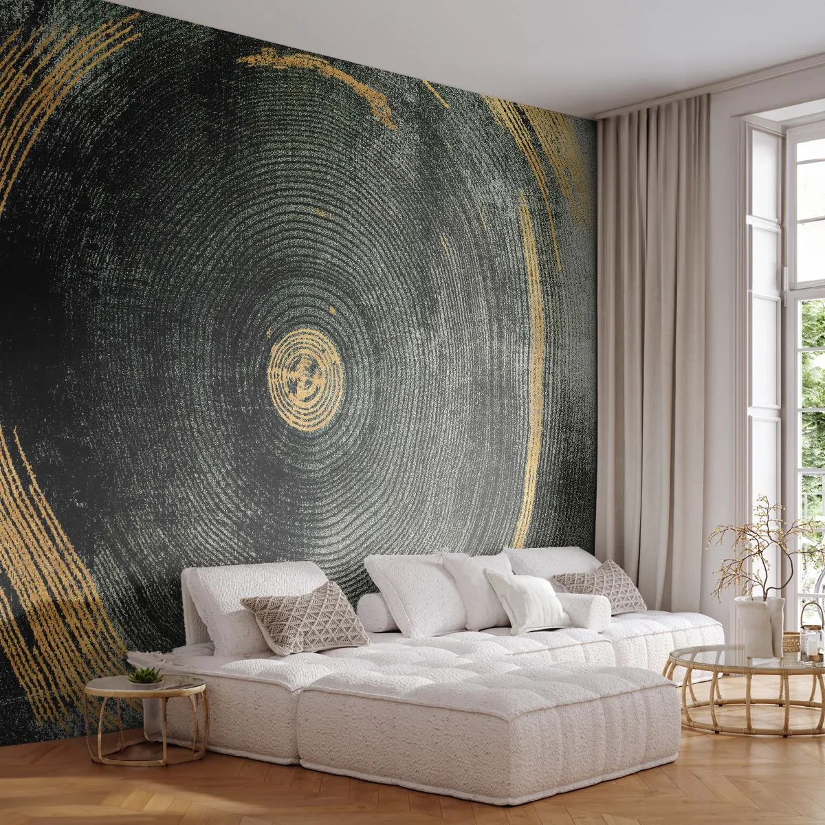 Fotomurali Autoadesivo Deluxe Sticker - Cambiamento e persistenza - Buio, Legna, Art Deco - 100x70 cm
