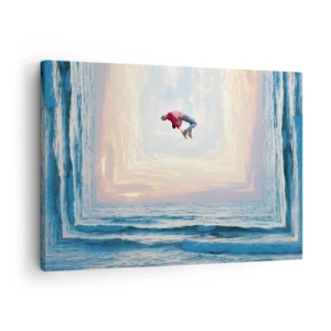 Quadro su tela - Stampe su Tela - Salto surreale sul mare nella cornice - 70x50cm - In un'altra dimensione - Decorazione murale moderna per soggiorno e camera da letto ARTTOR