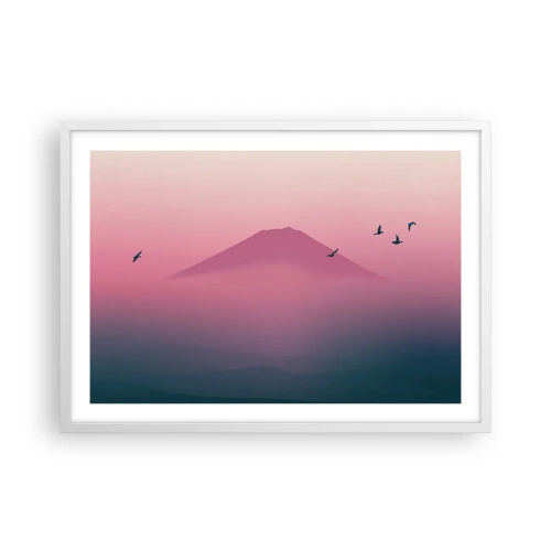 Poster in cornice bianca - Viandanti sopra le nuvole - 70x50 cm