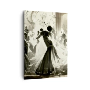Quadro su tela - Stampe su Tela - Palla in stile retrò in bianco e nero - 50x70cm - Il gran ballo in maschera - Decorazione murale moderna per soggiorno e camera da letto ARTTOR