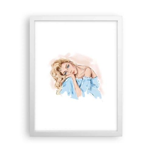 Poster in cornice bianca - Sognante nel blu - 30x40 cm