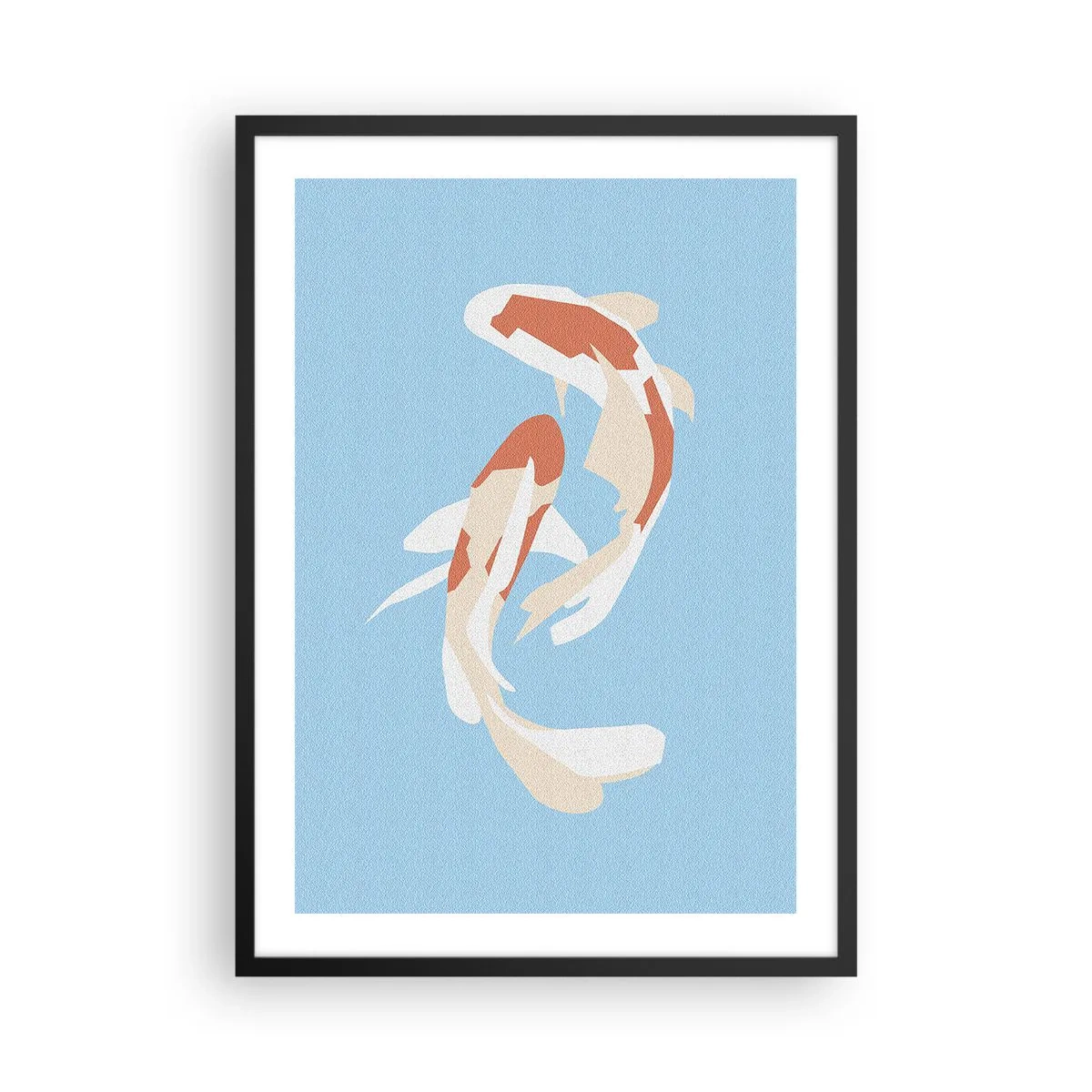 Poster in cornice nera - Due pesci koi che nuotano in armonia - 50x70cm - Nuoto sincronizzato spontaneo - Decorazione murale moderna per soggiorno e camera da letto ARTTOR