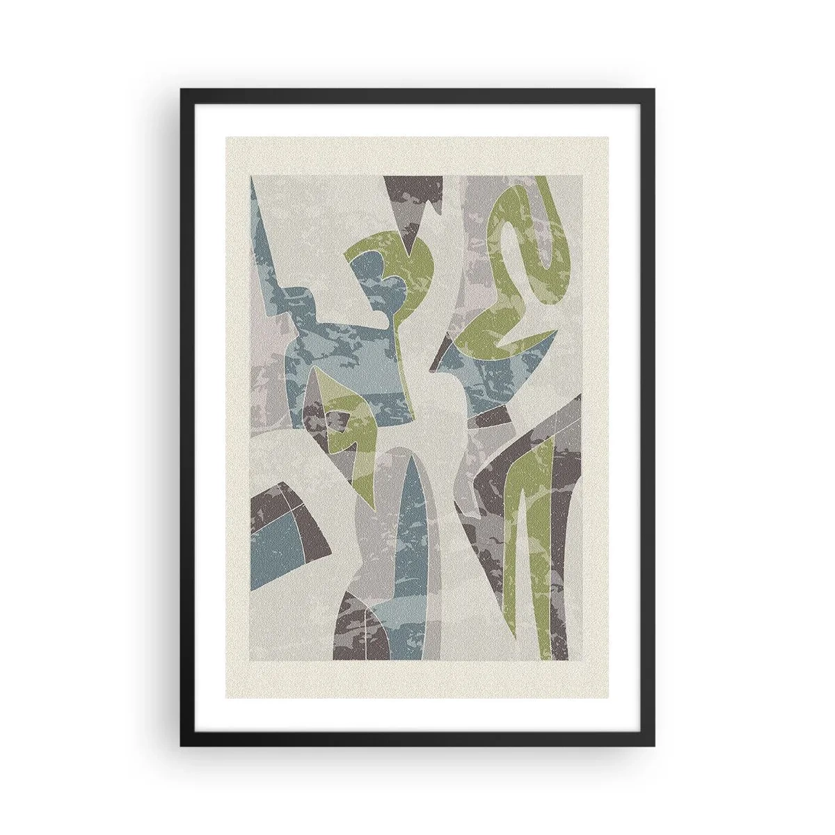 Poster in cornice nera - Figure astratte nei toni del verde e del blu - 50x70cm - Composizione oltre il vetro - Decorazione murale moderna per soggiorno e camera da letto ARTTOR