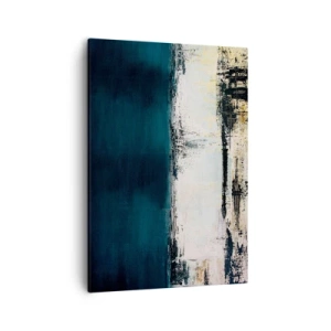 Quadro su tela - Stampe su Tela - Composizione orizzontale astratta nei toni del blu navy e del bianco - 50x70cm - Composizione orizzontale - Decorazione murale moderna per soggiorno e camera da letto ARTTOR