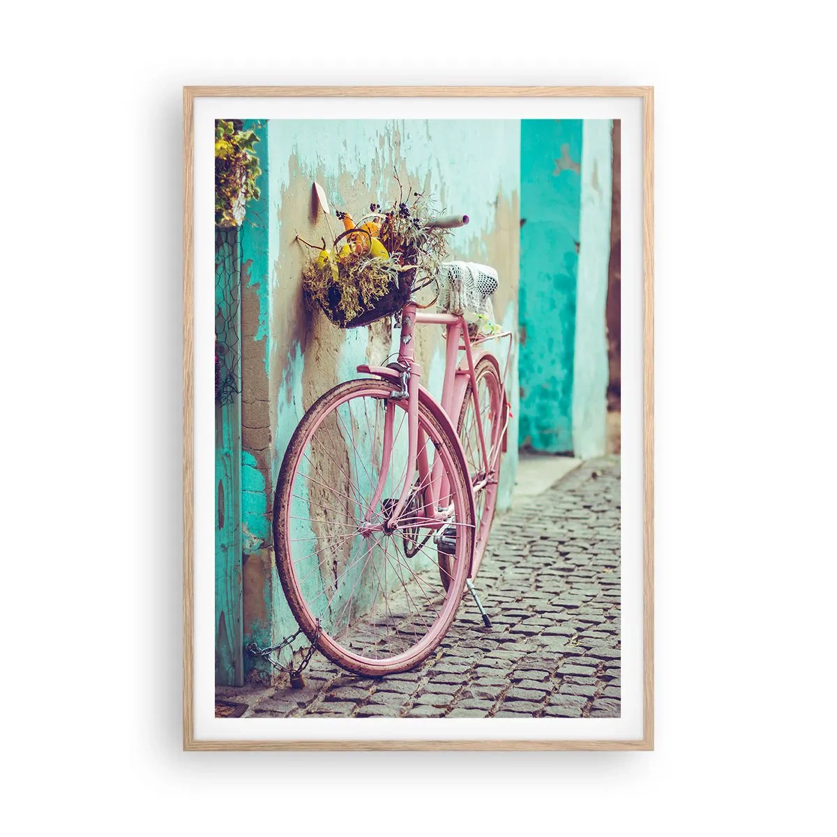 Poster in cornice rovere chiaro - Torno subito - 70x100 cm