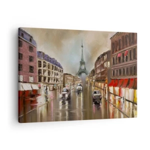 Quadro su tela - Stampe su Tela - Paesaggio urbano serale di Parigi con vista sulla Torre Eiffel - 70x50cm - Conta solo lei - Decorazione murale moderna per soggiorno e camera da letto ARTTOR