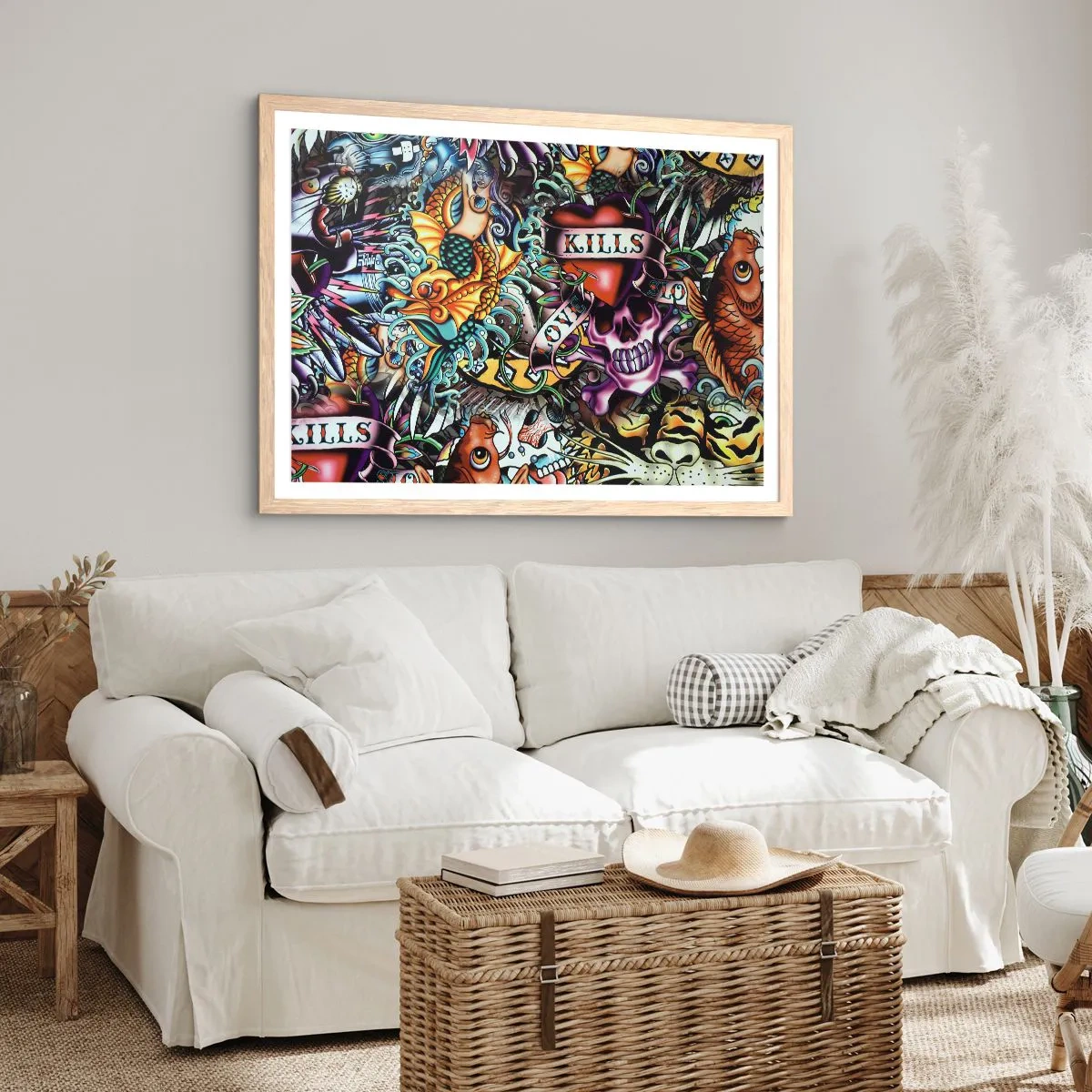 Poster in cornice rovere chiaro - Il sogno del tatuatore - 50x40 cm