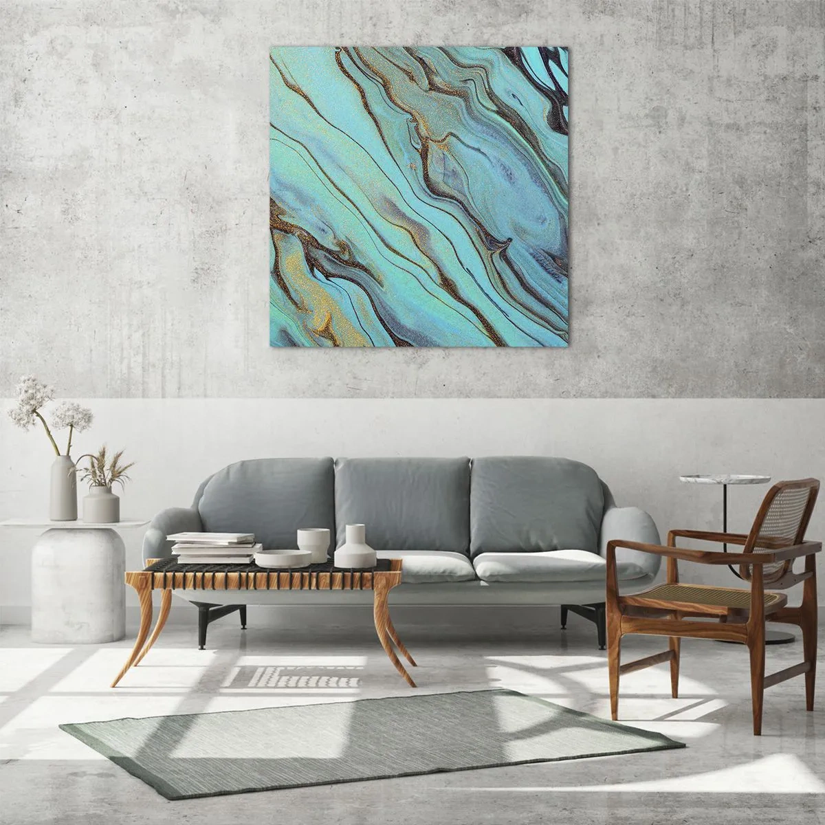 Quadro su vetro - Marea turchese - 30x30 cm