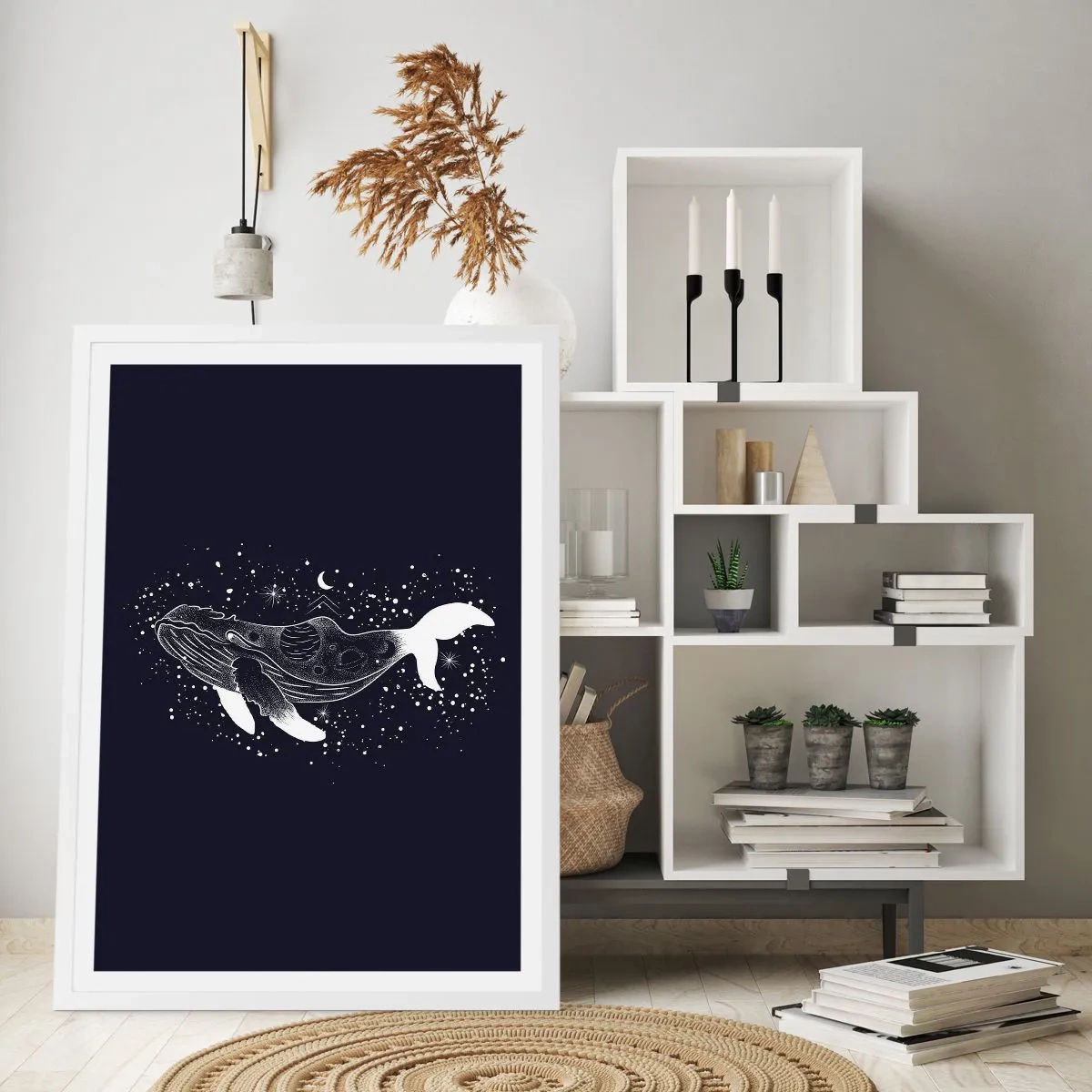 Poster in cornice bianca - Nell'oceano dell'universo - 30x40 cm