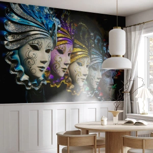 Fotomurali Premium Canvas - Mistero in oro e argento - Maschera veneziana, Venezia, Carnevale - 150x105 cm