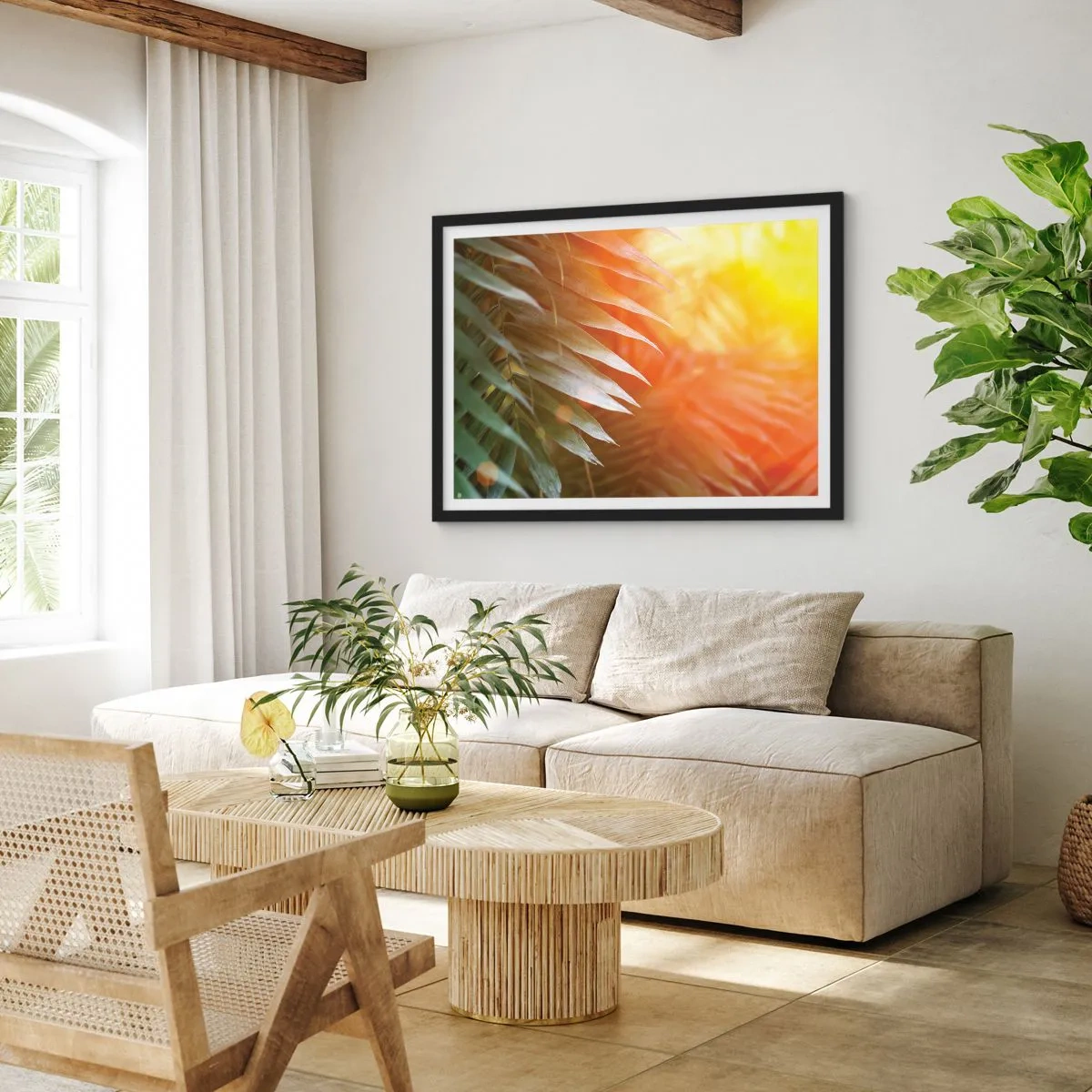 Poster in cornice nera - L'alba nella giungla - 50x40 cm