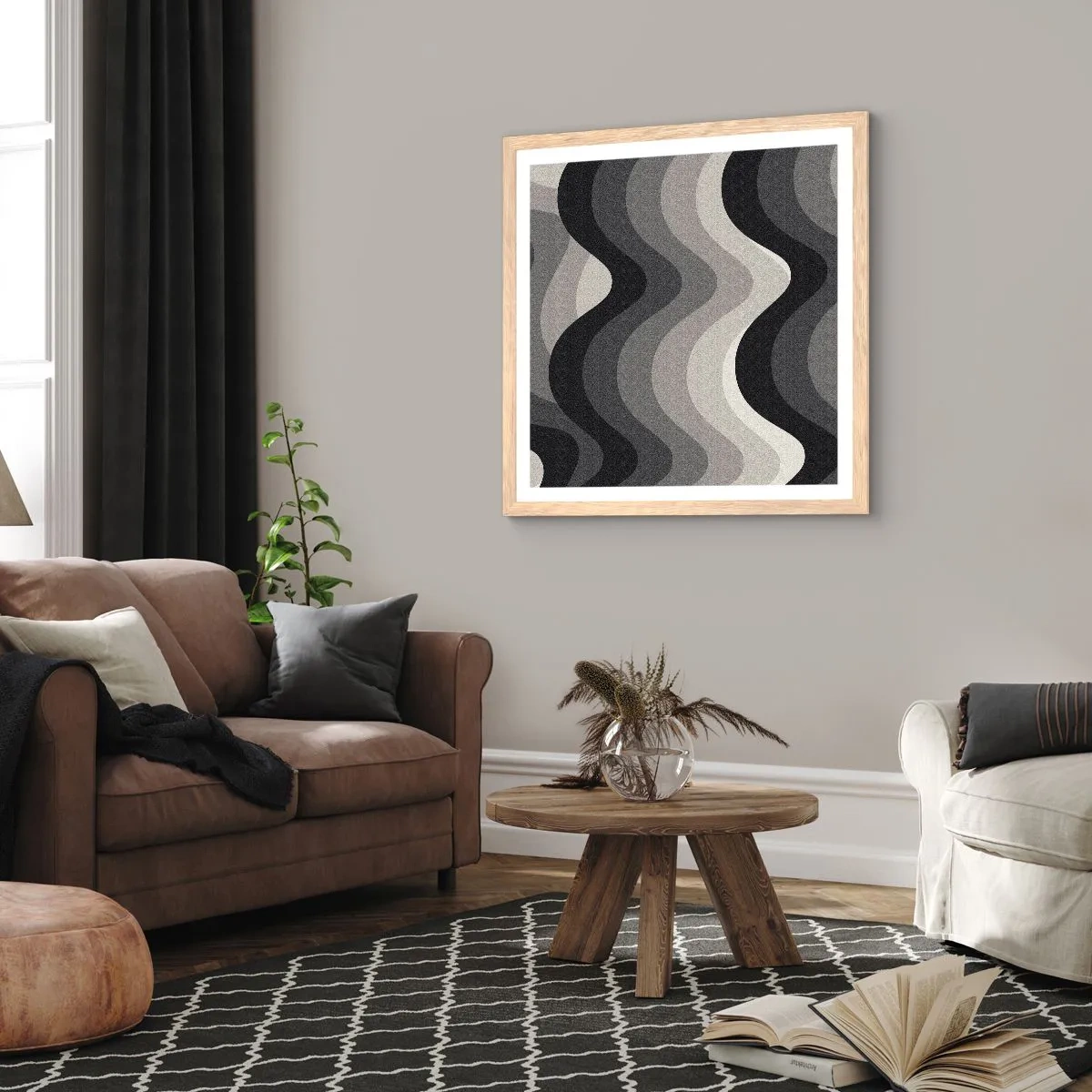 Poster in cornice rovere chiaro - Un'onda dopo l'altra - 40x40 cm