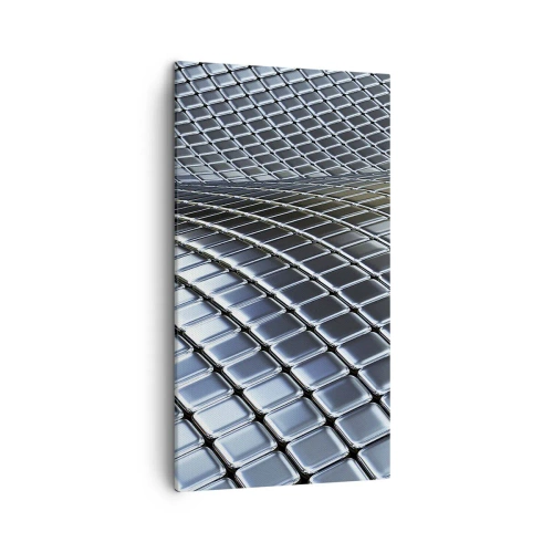 Quadro su tela - Stampe su Tela - Onda metallica argentea - 45x80 cm