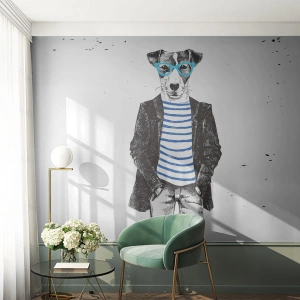 Fotomurali Autoadesivo Deluxe Sticker - Incantesimo sul cane - Astrazione, Uomo, Cane - 150x105 cm