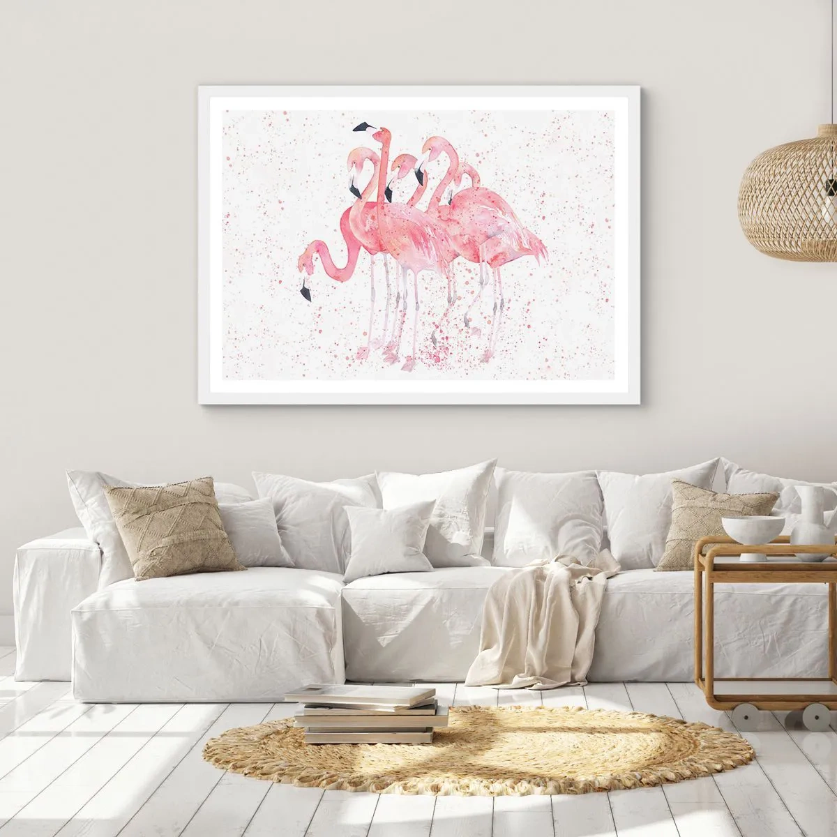 Poster in cornice bianca - Gruppo in rosa - 91x61 cm