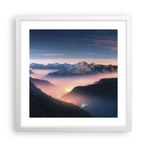 Poster in cornice bianca - La luce nelle valli - 40x40 cm
