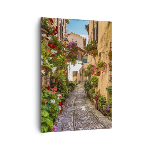 Quadro su tela - Stampe su Tela - Una strada affascinante piena di fiori e vasi di fiori - 70x100cm - Angolo italiano - Decorazione murale moderna per soggiorno e camera da letto ARTTOR