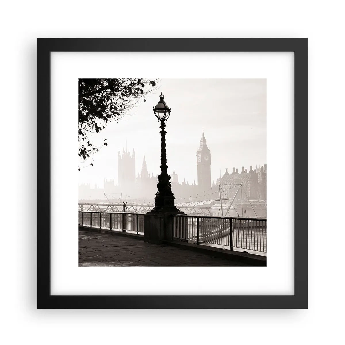 Poster in cornice nera - Un mattino a Londra - 30x30 cm