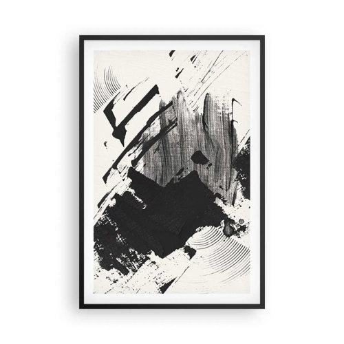 Poster in cornice nera - Astrazione: espressione di nero - 61x91 cm